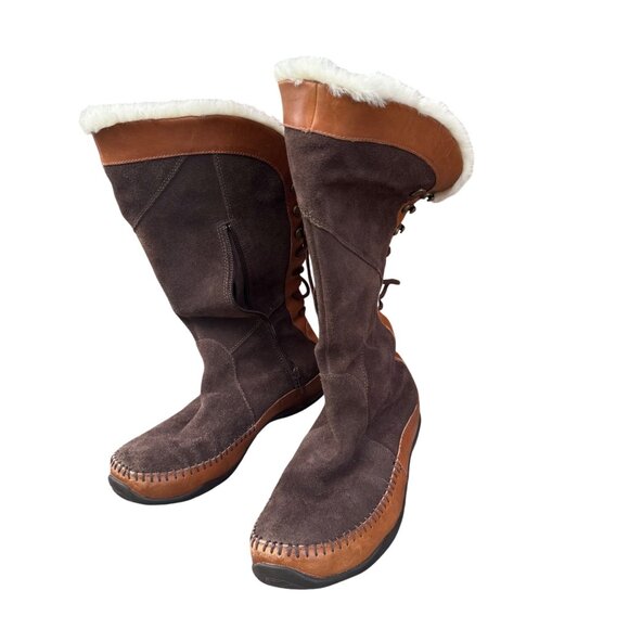 The North Face Women's Size 9 Suede & Leather Tall Boots With Faux Fur Lining - Picture 6 of 14